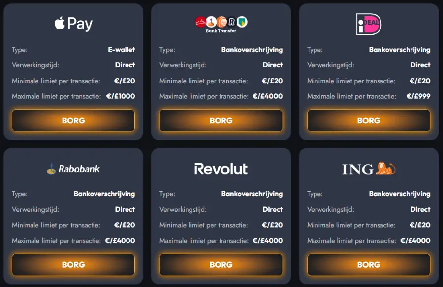 Betalen bij 7gear Casino